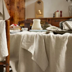 EMINZA Nappe rectangulaire lin lavé (170 x 350 cm) Louise Beige Hot