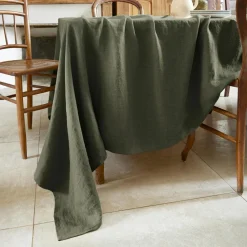 EMINZA Nappe rectangulaire lin lavé (170 x 350 cm) Louise Vert romarin Online