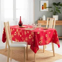 DOUCEUR D'INTERIEUR Nappe rectangulaire (150 x 240 cm) Bloomy Rouge Discount
