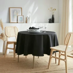 EMINZA Nappe ronde anti tache (180 cm) Elise e Noir Clearance