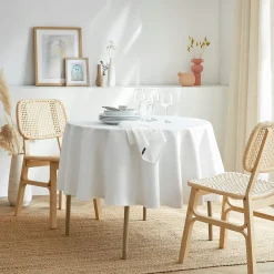 EMINZA Nappe ronde anti tache (180 cm) Elise he Blanc New