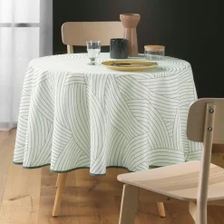 DOUCEUR D'INTERIEUR Nappe ronde anti tache (180 cm) Linea he Blanc Hot