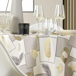 douceur d'intu017drieur Nappe ronde anti tache (180 cm) Natane Beige Discount
