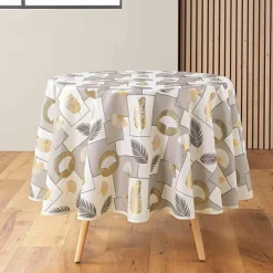 douceur d'intu017drieur Nappe ronde anti tache (180 cm) Natane Beige Discount