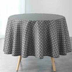 DOUCEUR D'INTERIEUR Nappe ronde anti tache (D180 cm) Artchic Gris Anthracite Discount