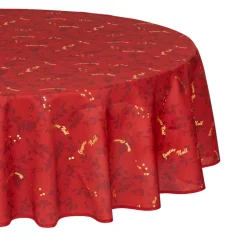 Feeric Lights & Christmas Nappe ronde anti tache (D180 cm) Réveillon Rouge Hot