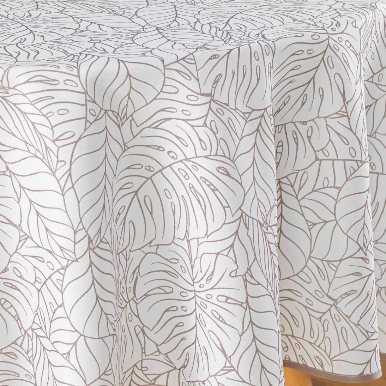 DOUCEUR D'INTERIEUR Nappe ronde anti-taches (D180 cm) Solea he Blanc Hot
