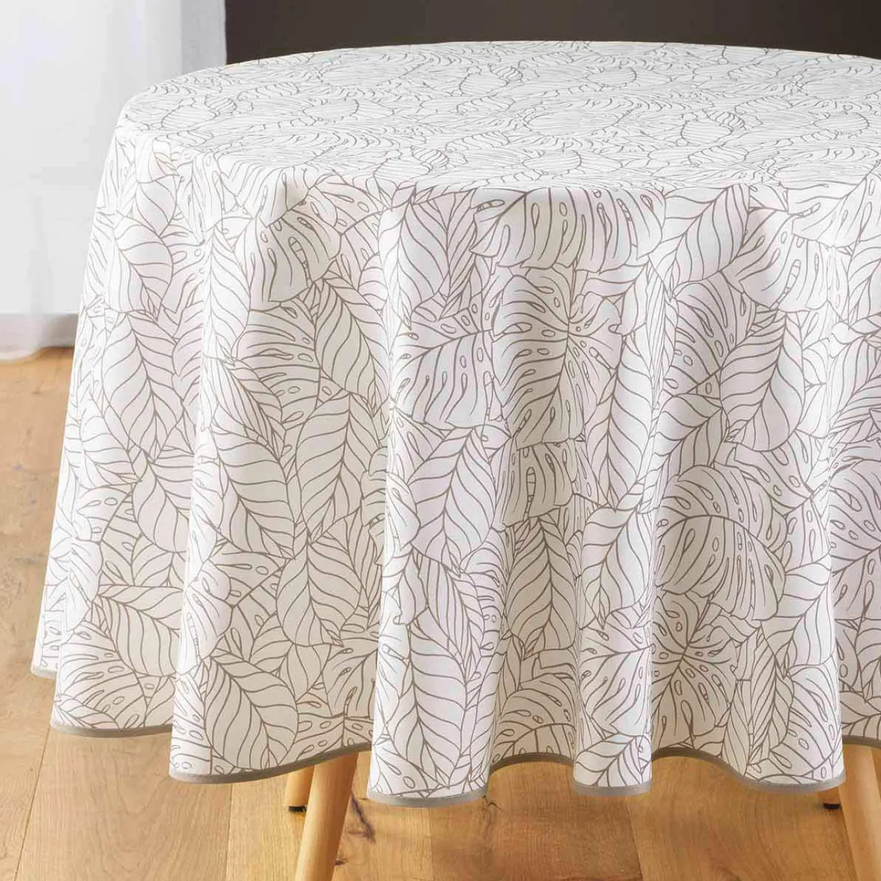 DOUCEUR D'INTERIEUR Nappe ronde anti-taches (D180 cm) Solea he Blanc Hot