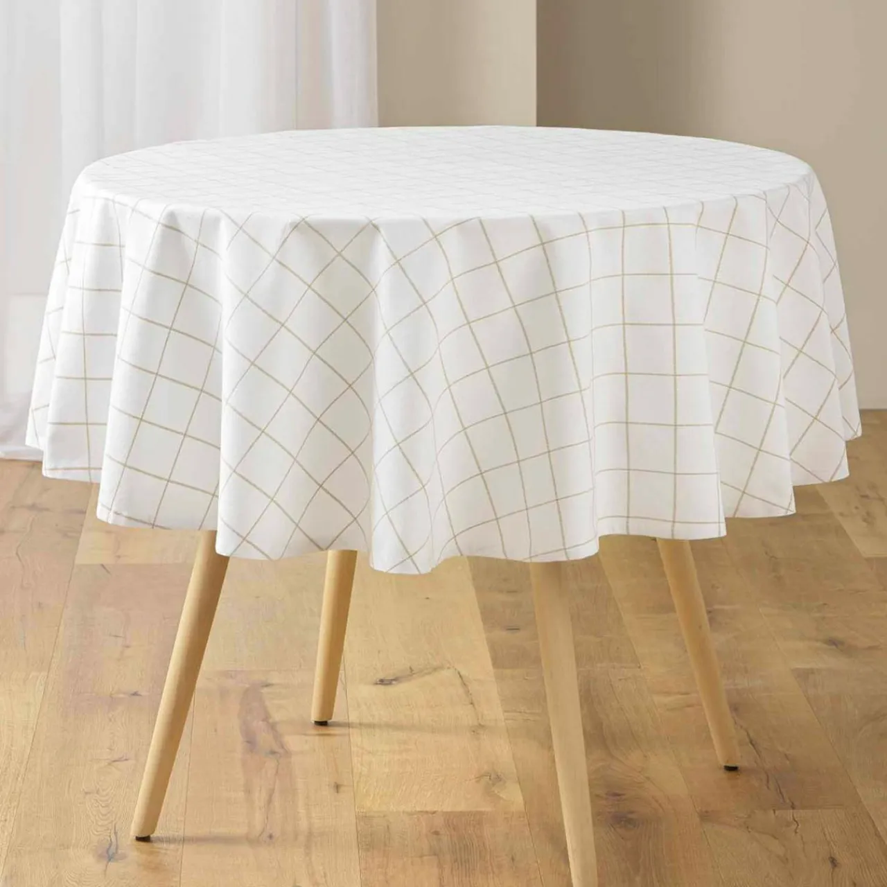 douceur d'intu017drieur Nappe ronde coton (180 cm) Axel he Blanc