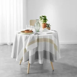 douceur d'intu017drieur Nappe ronde coton tissé (180 cm) Iliade he Blanc Clearance