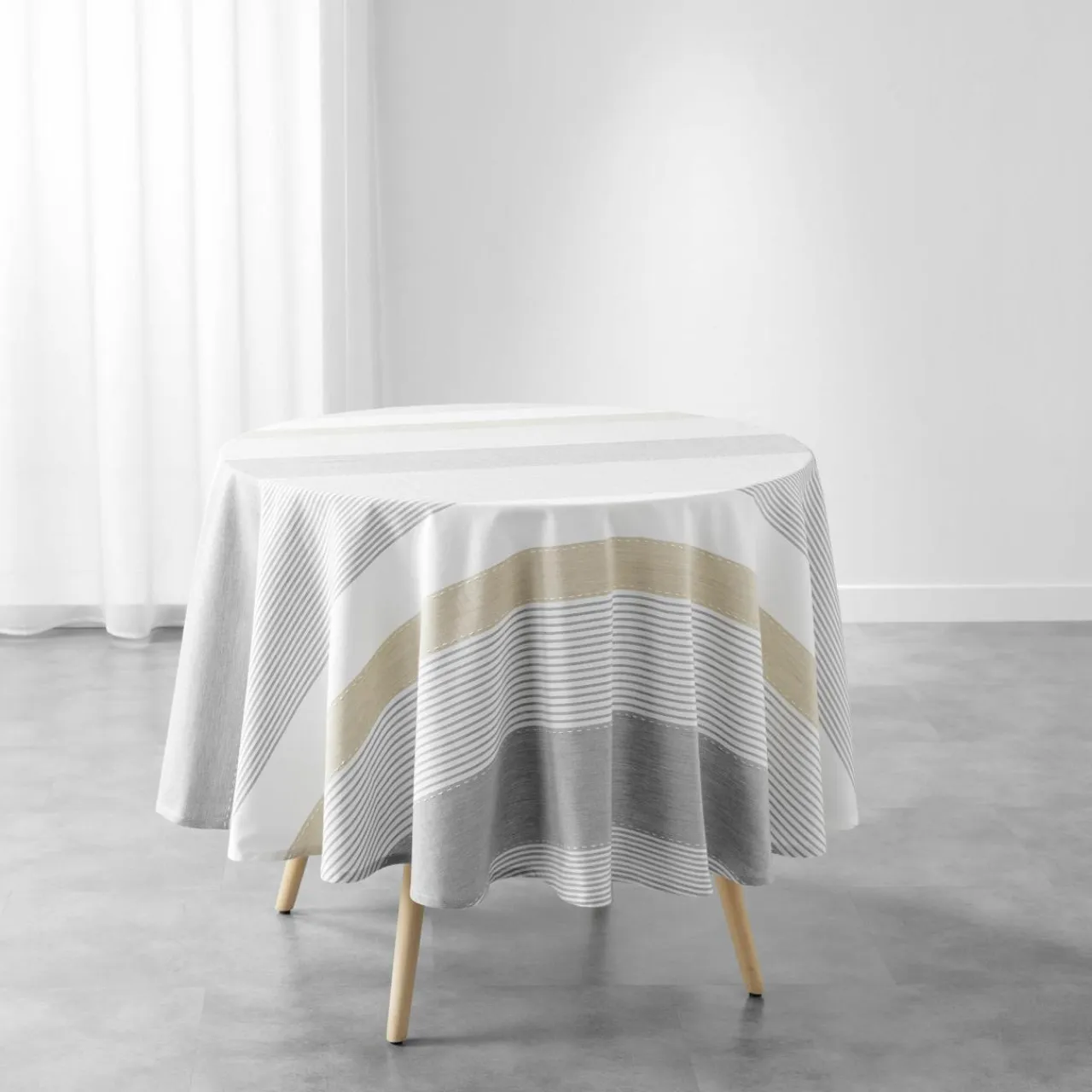 douceur d'intu017drieur Nappe ronde coton tissé (180 cm) Iliade he Blanc Clearance