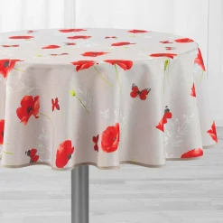 DOUCEUR D'INTERIEUR Nappe ronde (D180 cm) Sweet Poppy Rouge Online
