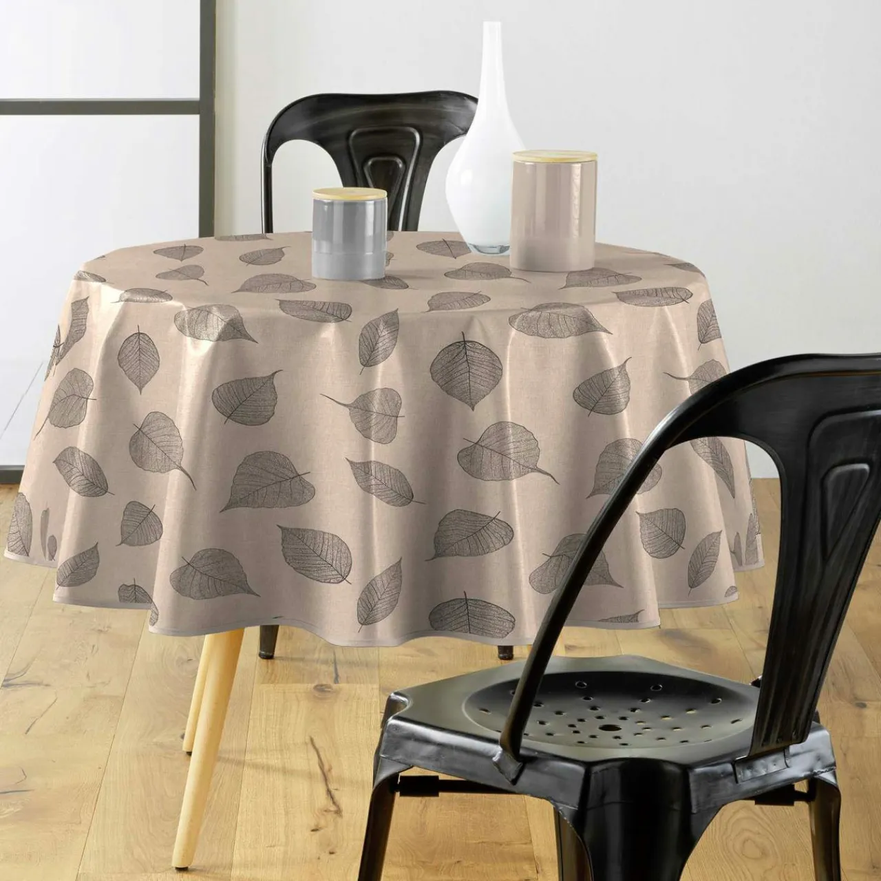 douceur d'intu017drieur Nappe ronde enduite PVC (160 cm) Feuillys Beige Sale
