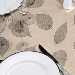 douceur d'intu017drieur Nappe ronde enduite PVC (160 cm) Feuillys Beige Sale