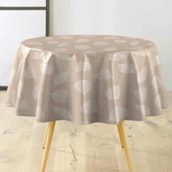 douceur d'intu017drieur Nappe ronde enduite PVC (160 cm) Feuillys he Blanc Best