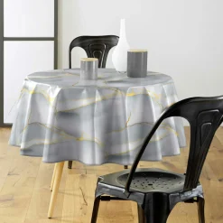 douceur d'intu017drieur Nappe ronde enduite PVC (160 cm) Marbrelle e Gris Outlet
