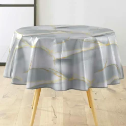 douceur d'intu017drieur Nappe ronde enduite PVC (160 cm) Marbrelle e Gris Outlet