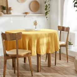 EMINZA Nappe ronde gaze de coton (180 cm) Gaïa Jaune safran Online