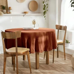 EMINZA Nappe ronde gaze de coton (180 cm) Gaïa Terracotta Outlet