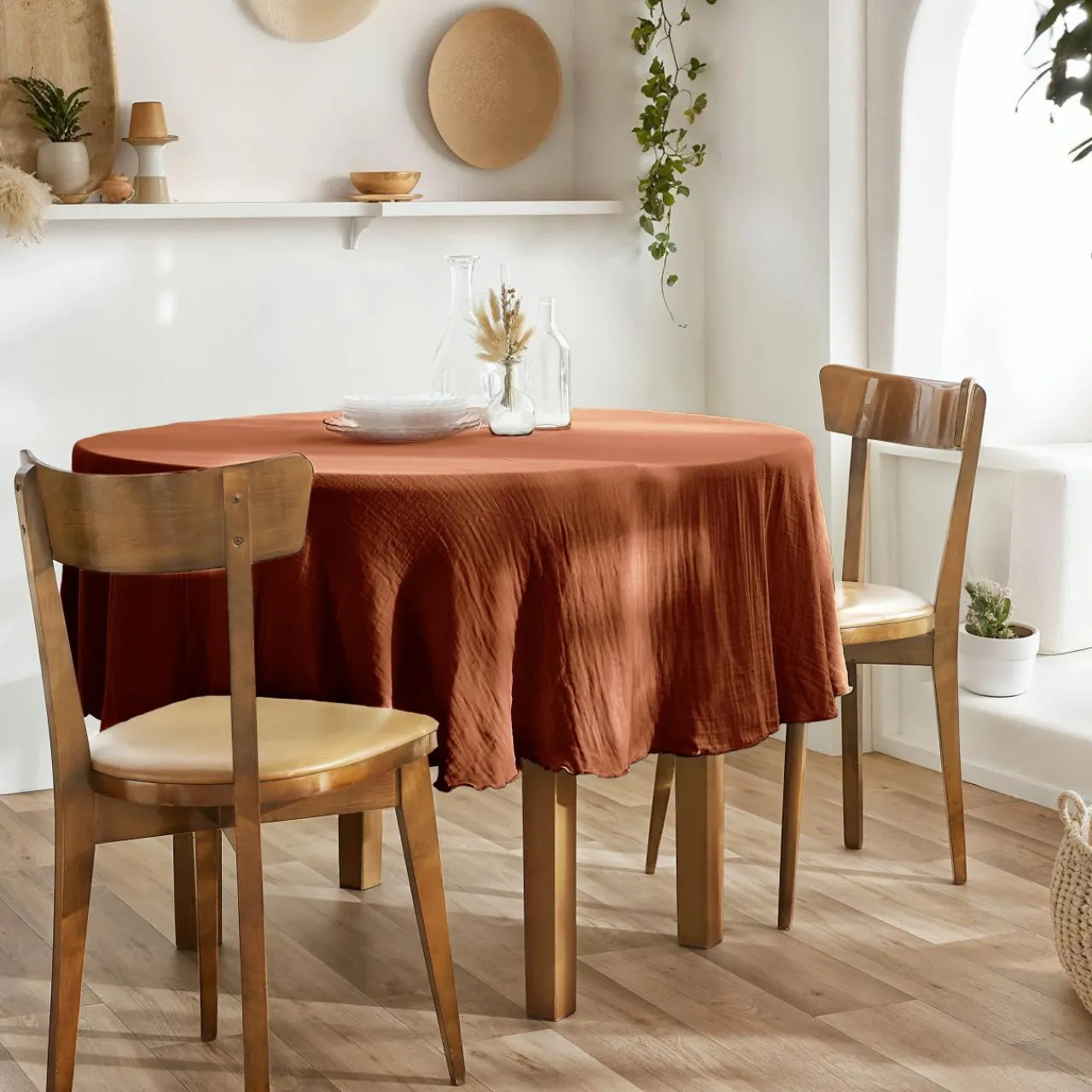 EMINZA Nappe ronde gaze de coton (180 cm) Gaïa Terracotta Outlet