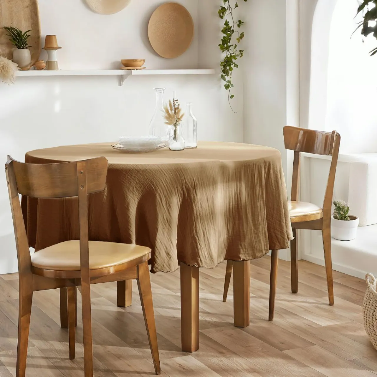 EMINZA Nappe ronde gaze de coton (180 cm) Gaïa Camel Sale