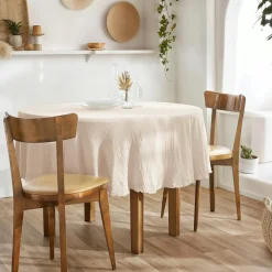 EMINZA Nappe ronde gaze de coton (180 cm) Gaïa Rose poudré New