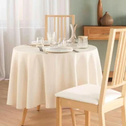 douceur d'intu017drieur Nappe ronde lin (180 cm) Pauline Écru Ecru New
