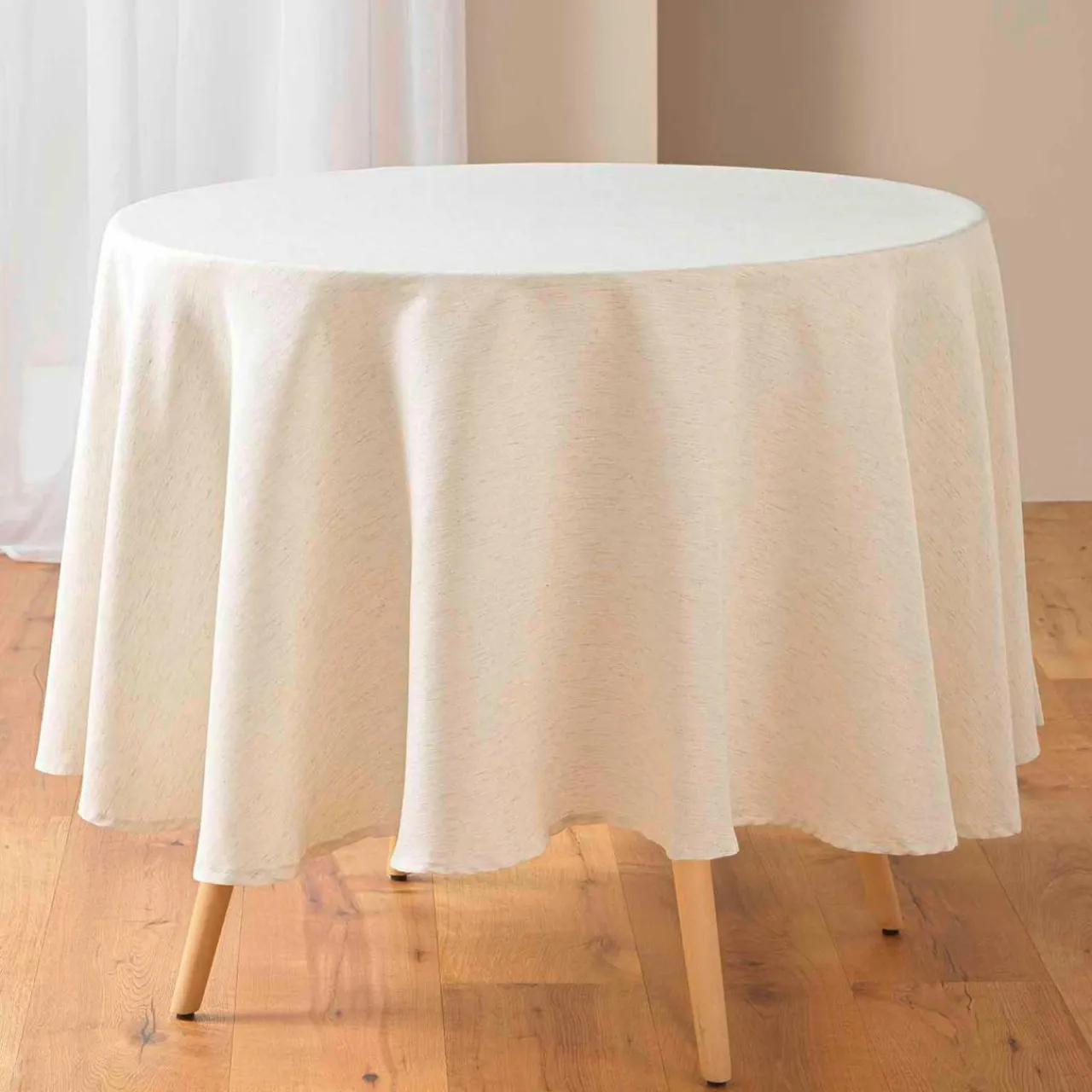douceur d'intu017drieur Nappe ronde lin (180 cm) Pauline Écru Ecru New