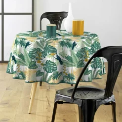 DOUCEUR D'INTERIEUR Nappe ronde tissu PVC (D160 cm) Guyana e Vert Discount