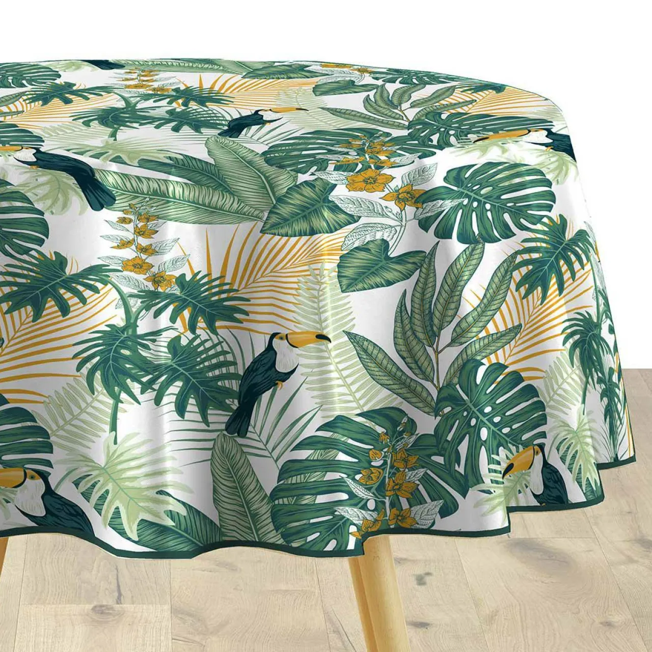 DOUCEUR D'INTERIEUR Nappe ronde tissu PVC (D160 cm) Guyana e Vert Discount