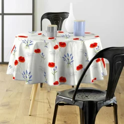 DOUCEUR D'INTERIEUR Nappe ronde tissu PVC (D160 cm) Sisteron Rouge Best