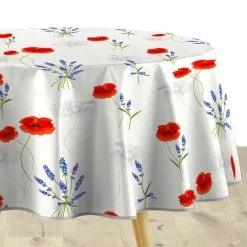 DOUCEUR D'INTERIEUR Nappe ronde tissu PVC (D160 cm) Sisteron Rouge Best
