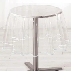 DOUCEUR D'INTERIEUR Nappe ronde toile cirée transparente (D180 cm) Garden he Blanc Outlet