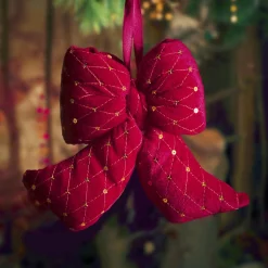 KAEMINGK Noeud de Noël en velours (H19 cm) Courchevel pailleté Rouge Hot