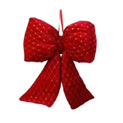 KAEMINGK Noeud de Noël en velours (H19 cm) Courchevel pailleté Rouge Hot