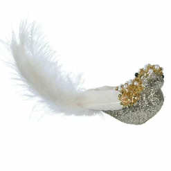 KAEMINGK Oiseau sur clip à paillettes (H5 cm) Champagne Or