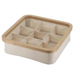 TENDANCE Organisateur carré pliable 9 compartiments (L30 x H10 cm) Purebamboo Ecru