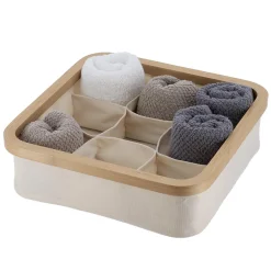 TENDANCE Organisateur carré pliable 9 compartiments (L30 x H10 cm) Purebamboo Ecru