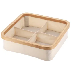 TENDANCE Organisateur carré pliable 4 compartiments (L30 x H10 cm) Purebamboo Ecru Online