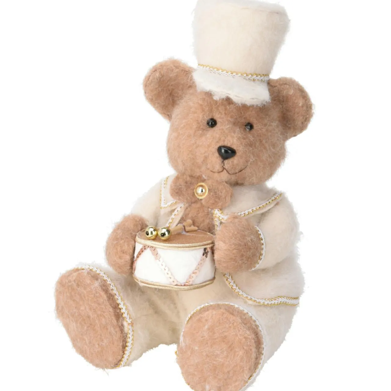 KOOPMAN Ours de Noël assis (H41 cm) Tambour d'or Crème Beige Sale