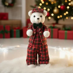 KOOPMAN Ours de Noël (H52 cm) Teddy carreaux tartan Rouge Clearance