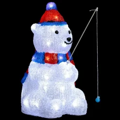 Feeric Lights & Christmas Ours lumineux 40 LED (H39 cm) Pécheur Blanc froid Outlet