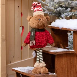 KAEMINGK Ourson de Noël déco (H54 cm) Pippin à la montagne Rouge Hot