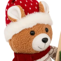 JJA Ours peluche debout (H50 cm) Petit Skieur Rouge Sale