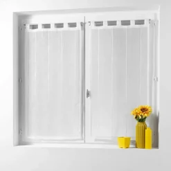DOUCEUR D'INTERIEUR Paire de voilages à passants (60 x 120 cm) Linahe Blanc New