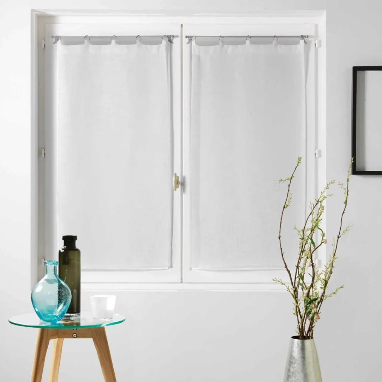 DOUCEUR D'INTERIEUR Paire de voilages à passants (60 x 120 cm) Milza Blanc Discount
