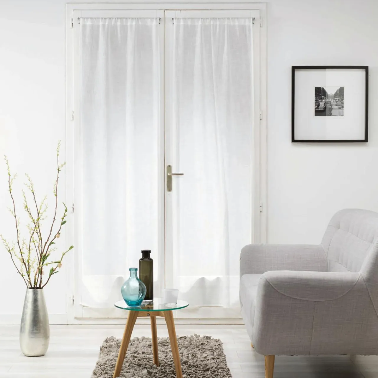 DOUCEUR D'INTERIEUR Paire de voilages passe-tringle (70 x 200 cm) Milza Blanc Clearance
