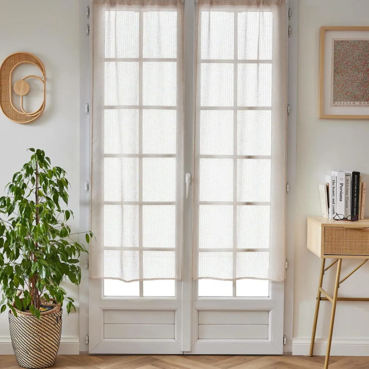 EMINZA Paire de voilages passe-tringle (60 x 160 cm) Arthur Beige Clearance