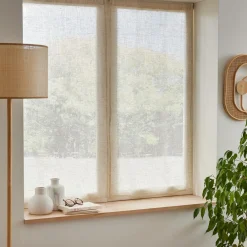 EMINZA Paire de voilages passe-tringle effet lin (60 x 120 cm) Luca Beige New