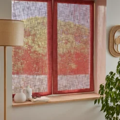 EMINZA Paire de voilages passe-tringle effet lin (60 x 120 cm) Robin Terracotta Outlet